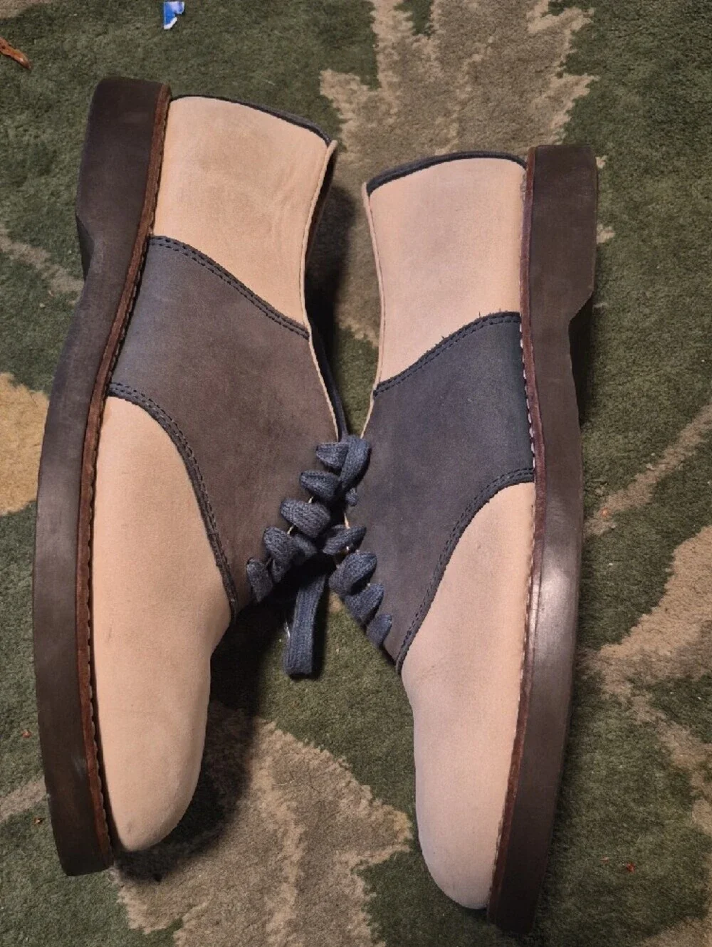 G.H. Bass & Co. Two-Tone Suede Derby Shoes in Blue and Cream